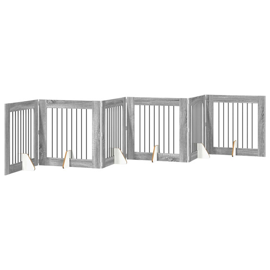 Porte de chien pliable avec supports 6 pcs sonoma gris 482 cm