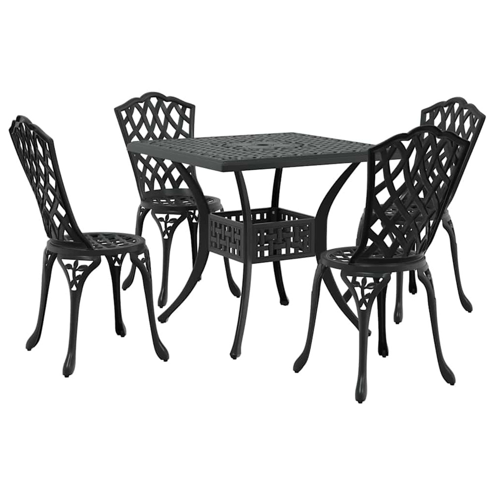 Ensemble de tables de jardin 5 pcs noir aluminium coulé
