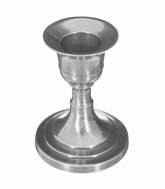 Bougeoir chandelier en métal argenté h 7,5 cm