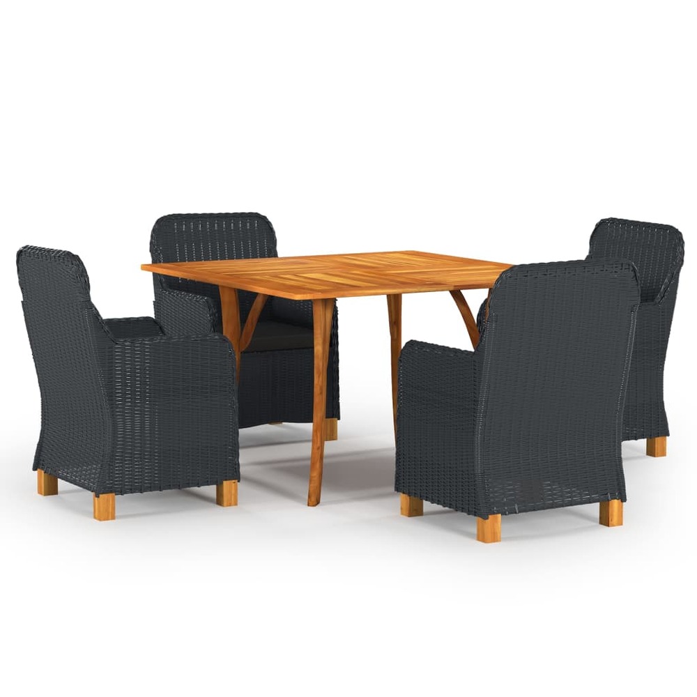 Ensemble de salle à manger de jardin 5 pcs gris foncé