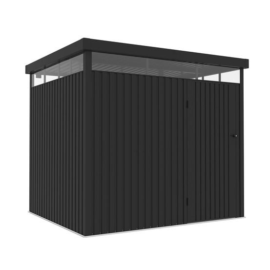 Abri de jardin extérieur en métal 5,23m² ice – épaisseur robuste 0,40mm – lampe incluse – fermeture à clé – lumière 360º – toit plat