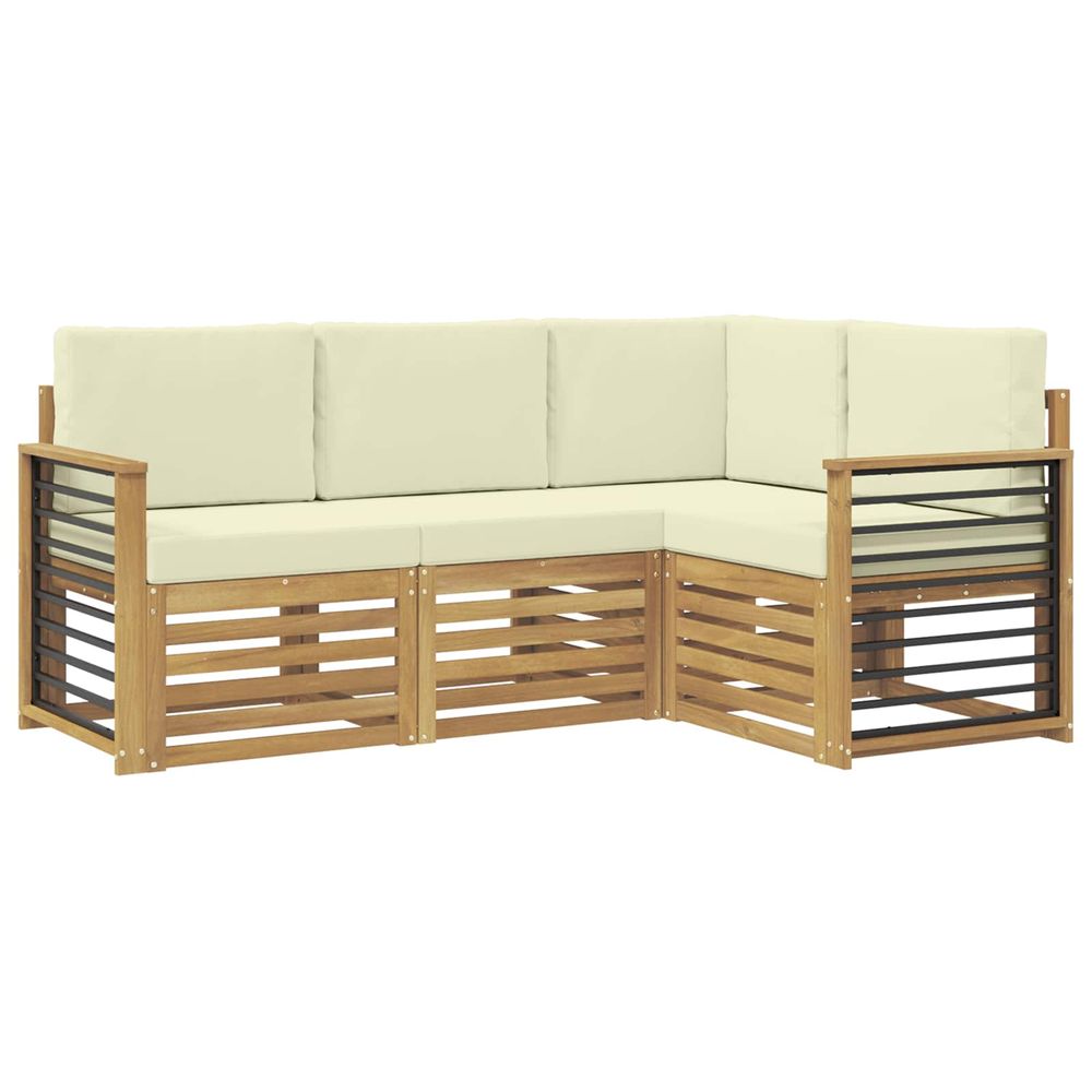 Ensemble de canapés d'extérieur 4 pc blanc et crème polyester