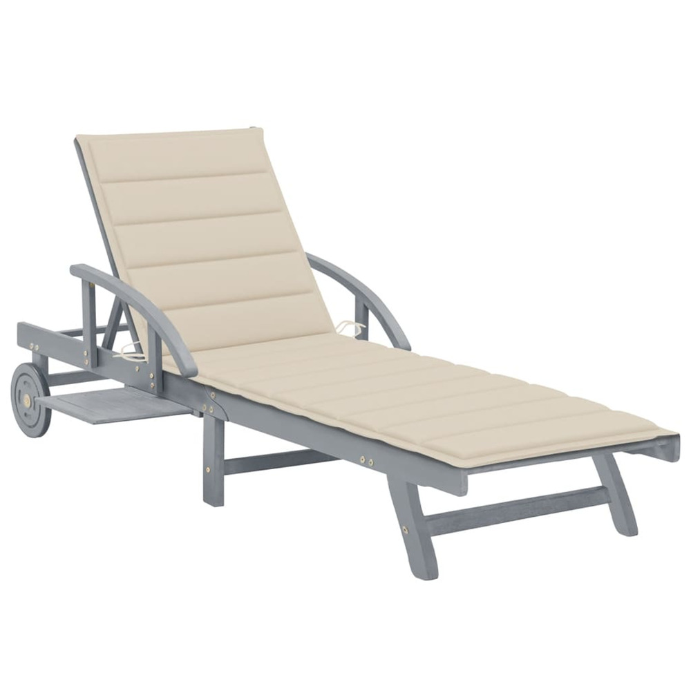 Chaise longue de jardin avec coussin bois d'acacia solide bain de soleil
