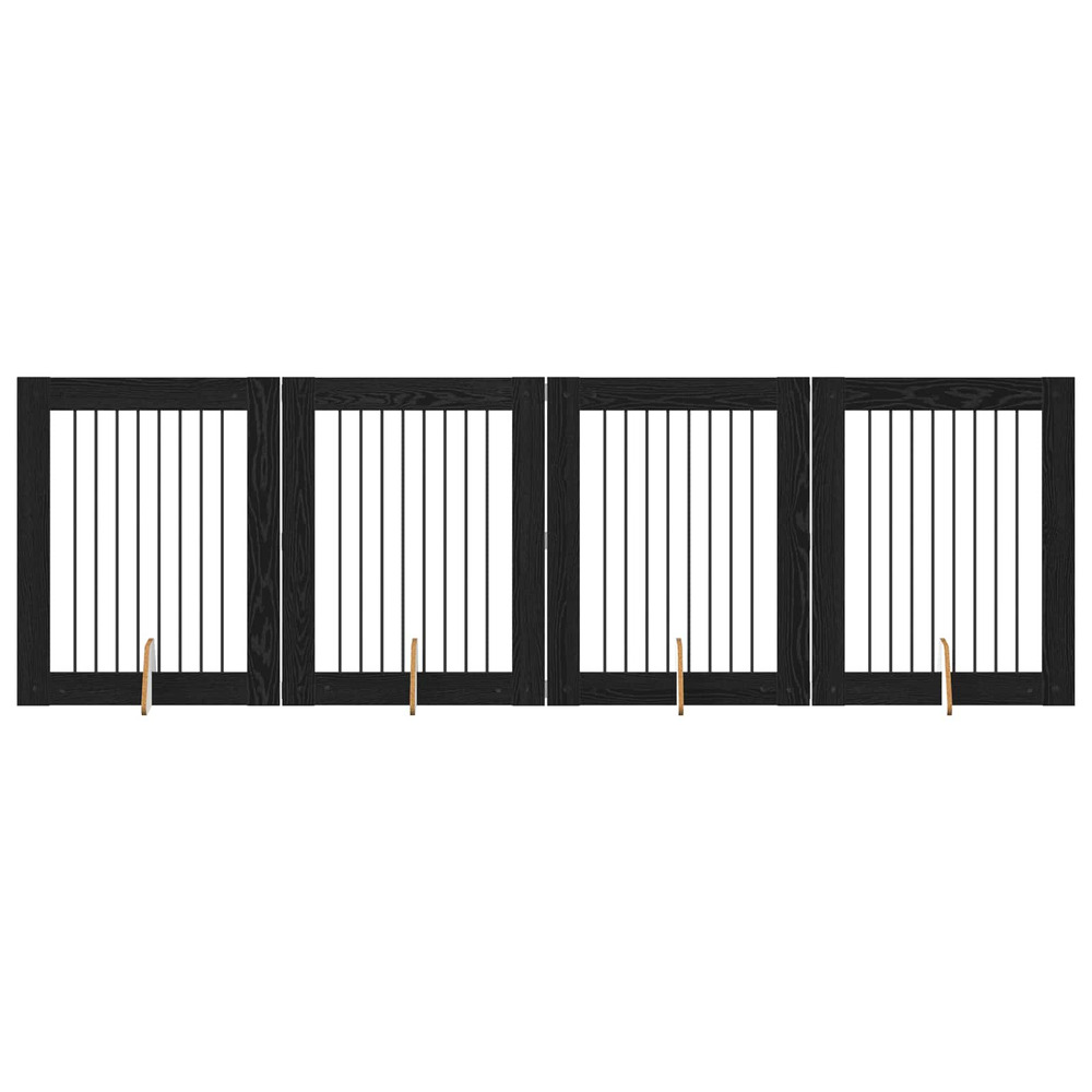 Portillon pour chien avec supports 4 pcs chêne noir 80 x 100 cm