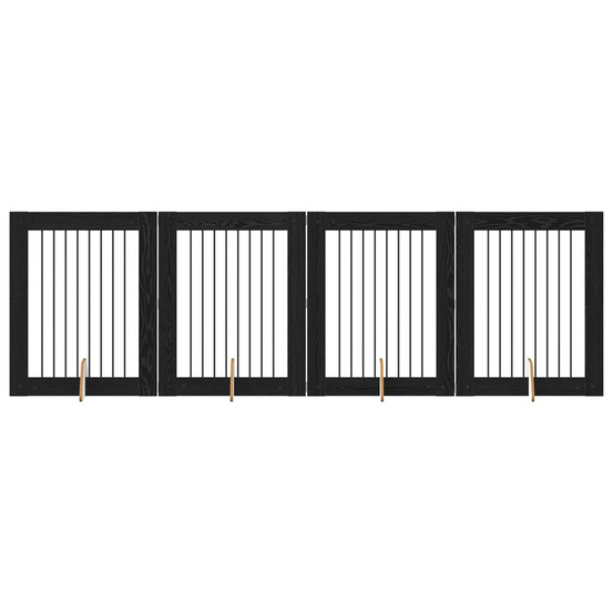 Portillon pour chien avec supports 4 pcs chêne noir 80 x 100 cm