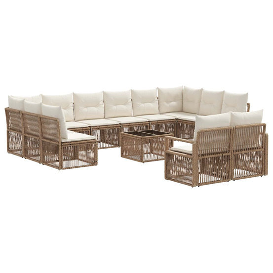 Ensemble de canapé de jardin 13 pcs beige polyrotin