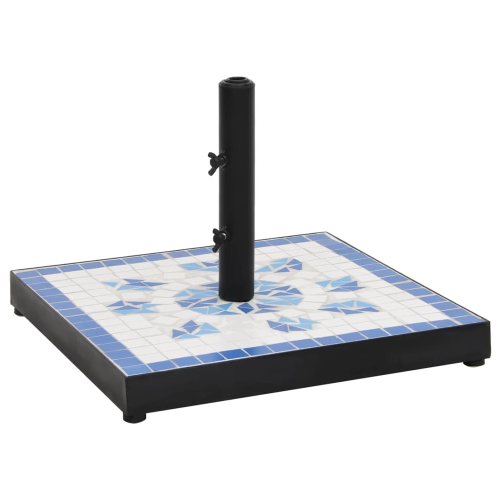 Base de parasol bleu et blanc carré 12 kg