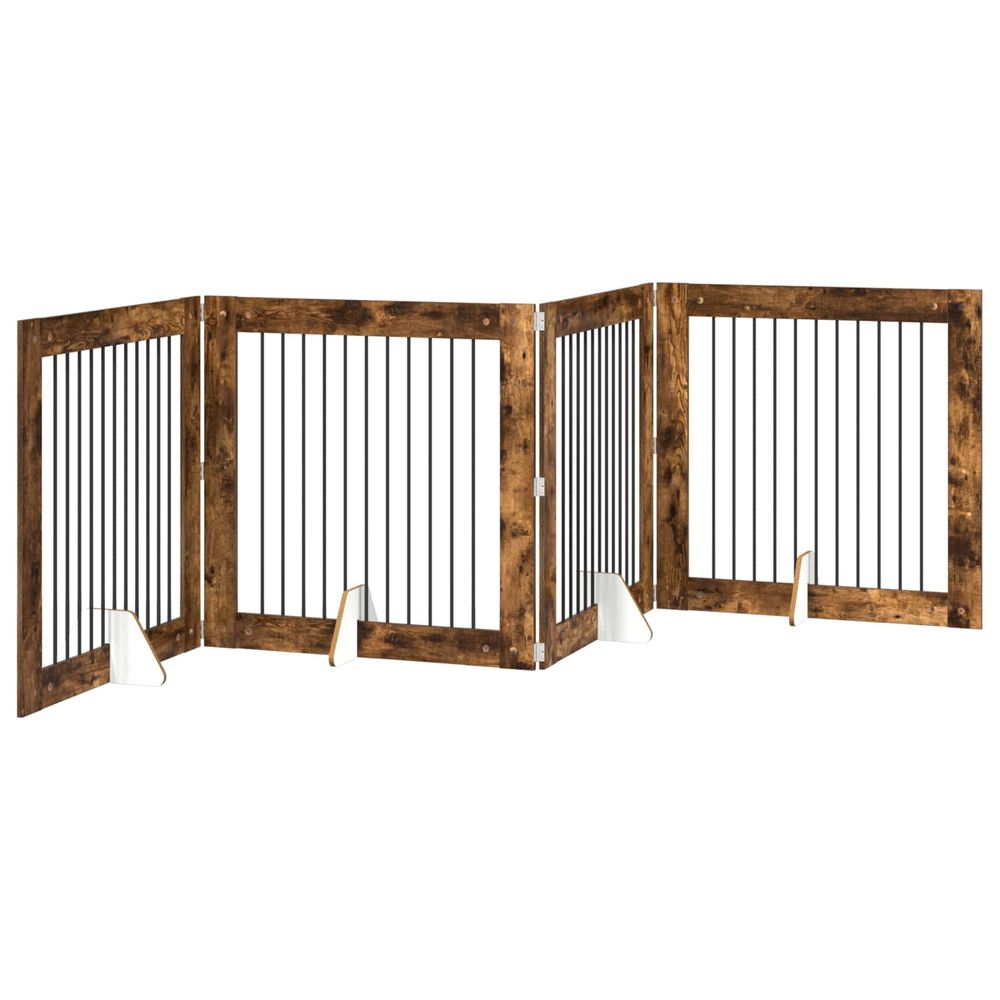 Porte de chien pliable avec supports 4 pc chêne fumé 401 cm