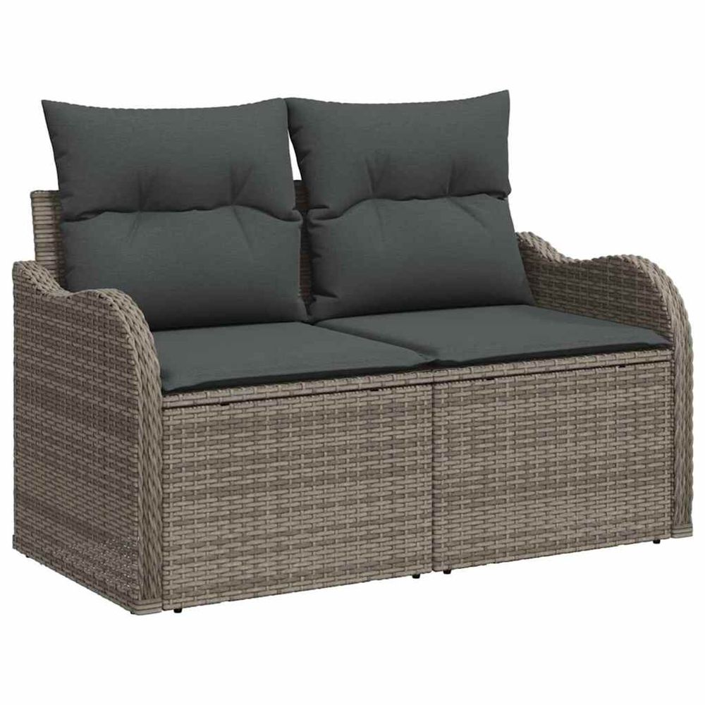 Ensemble de canapé de jardin 10 pc gris polyrotin