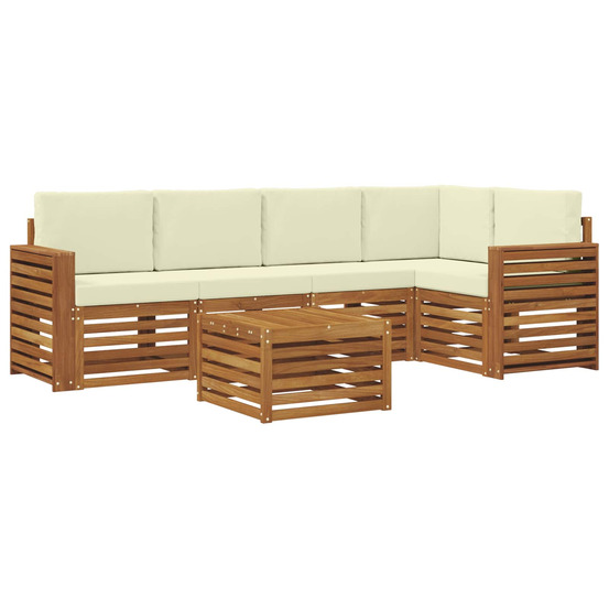 Ensemble de canapé d'angle avec coussin 6 pcs naturel et crème