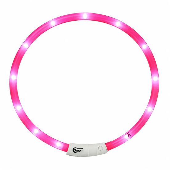 Collier lumineux rose réglable 20-70 cm - visibilité 500m