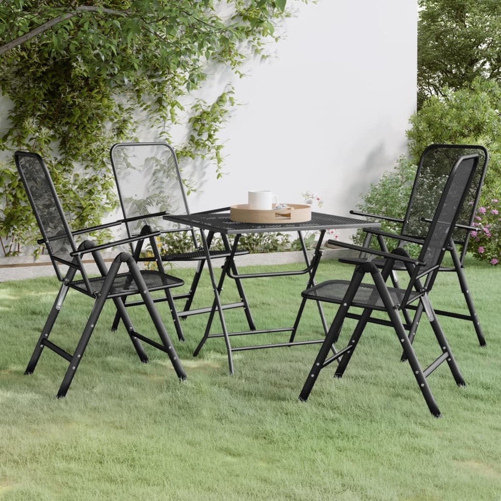 Ensemble à manger de jardin 5 pcs maille métal anthracite