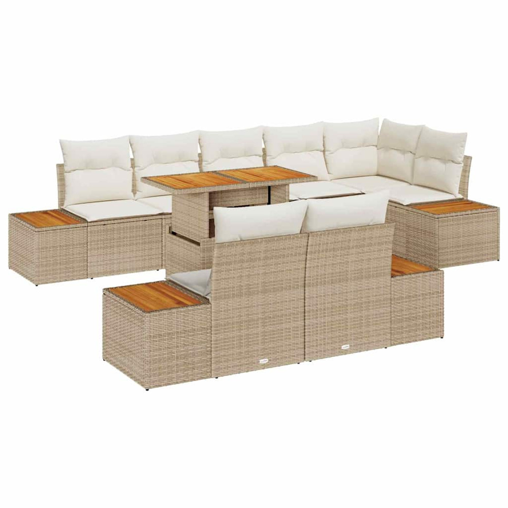 Ensemble de salle à manger pour jardin 9 pcs beige et crème