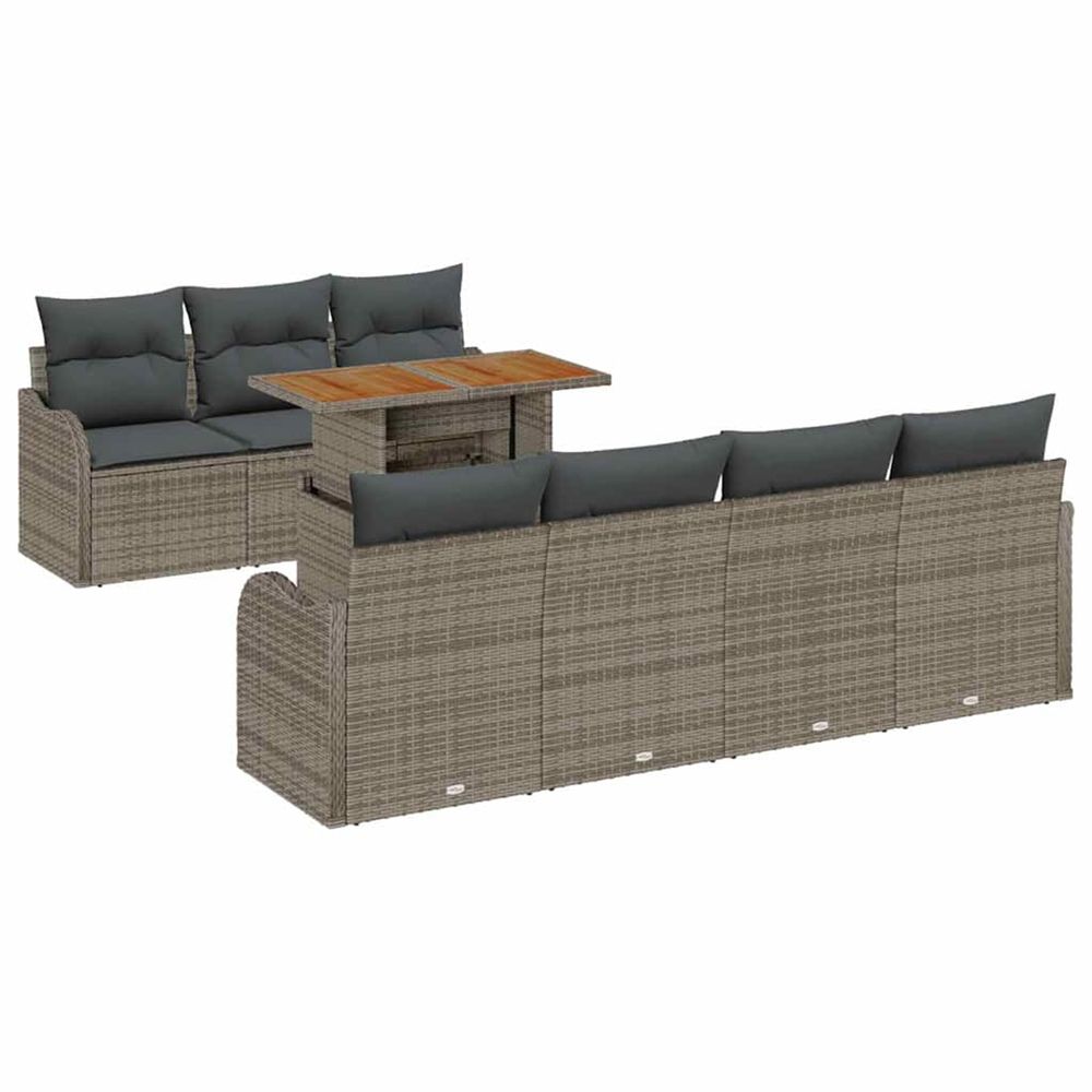Ensemble de canapé de jardin 8 pc gris poly rotin