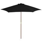 Parasol d'extérieur avec mât en bois 270 cm noir