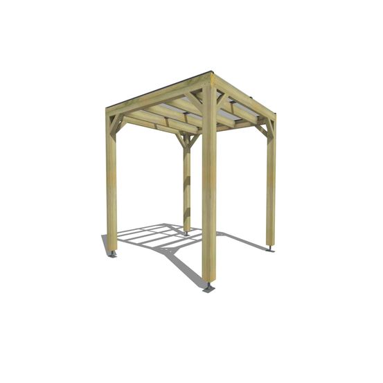 Pergola bois • 2m x 2m • indépendante • sens largeur • couverture étanche transparente incluse • livraison comprise
