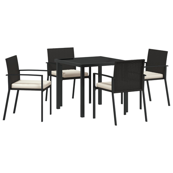 Ensemble de jardin 5 pièces noir poly rattan