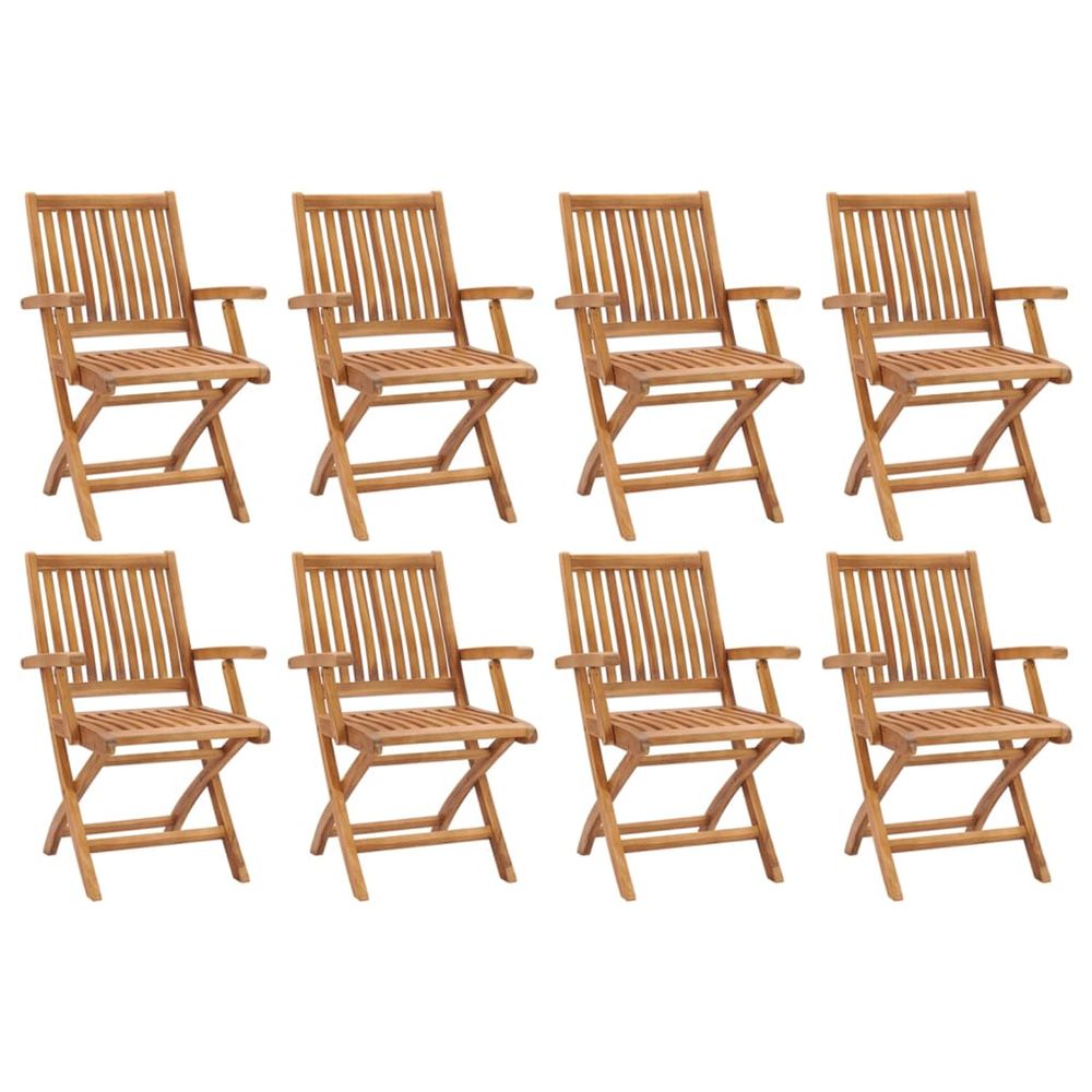 Chaises pliantes 8 pièces en bois de teck massif