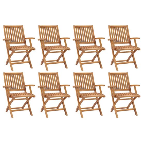 Chaises pliantes 8 pièces en bois de teck massif