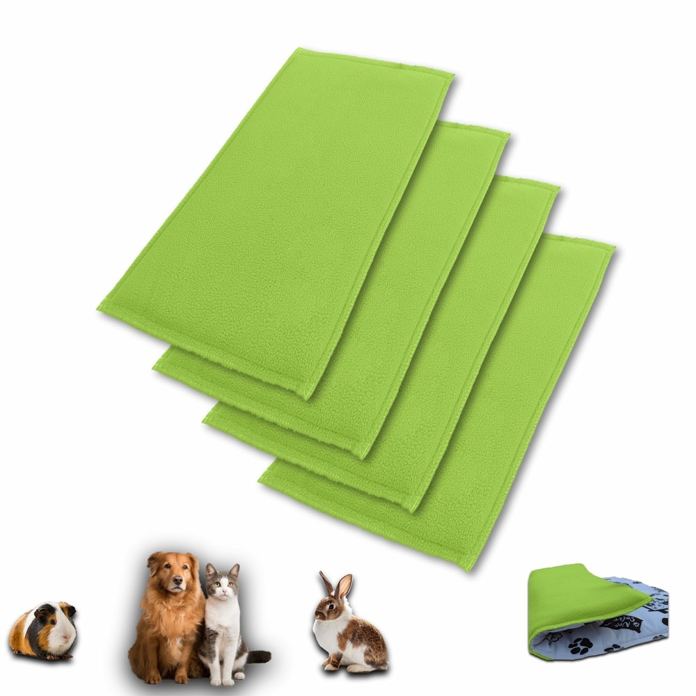 Lot de 4 - tapis pour cochon d'inde et lapin en polaire 105 x 70 cm - polaire absorbant, lavable en machine, economique