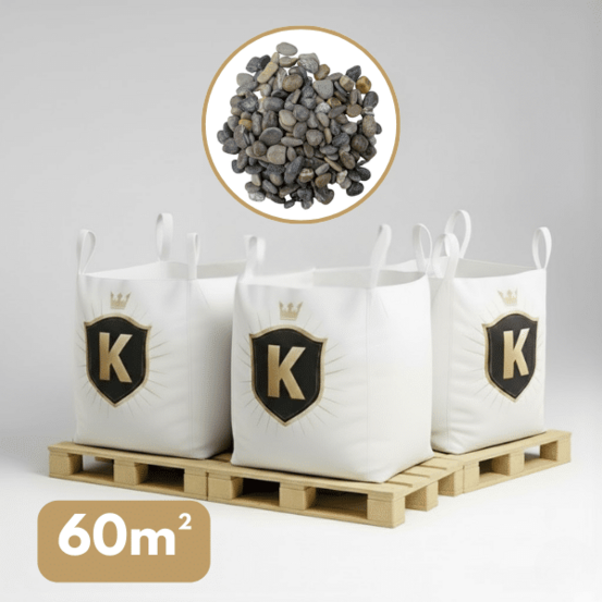 Gravier rivière gris 16/22,4 mm – pack 3 big bag +/- 1,5t – 60 m²