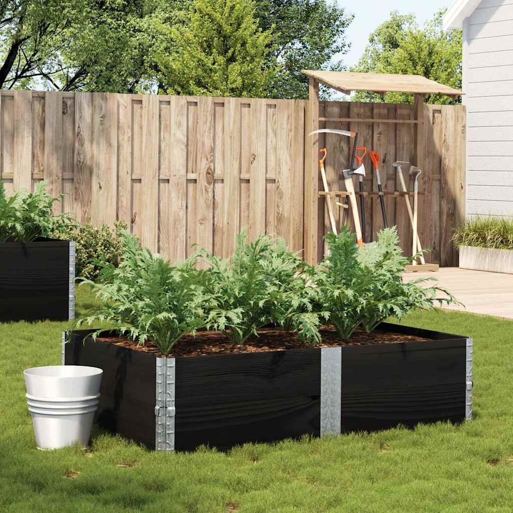 Grand carré potager surélevé en bois de pin noir 150x100x41cm