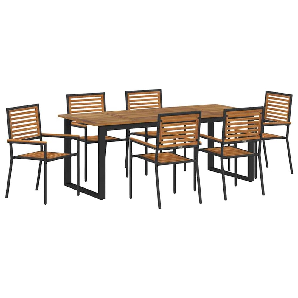Ensemble de salle à manger pour jardin 7 pc noir