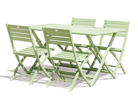 Ensemble repas marius 140 cm 4 places en aluminium vert lagune