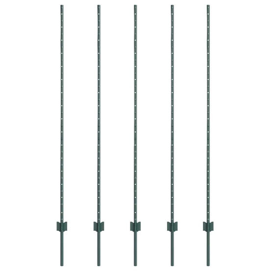 Poteau de clôture. 5 pcs vert 160 cm acier