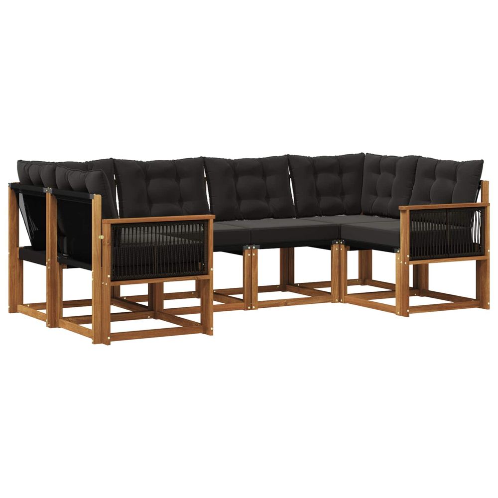 Ensemble de canapés d'extérieur 6 pc naturel et noir