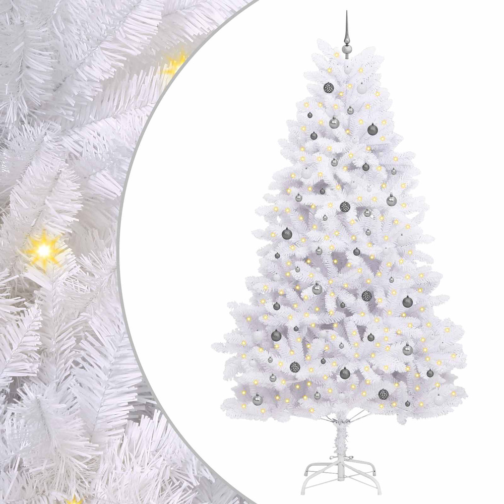 Sapin de noël artificiel blanc 138 x 138 x 300 cm pvc et métal