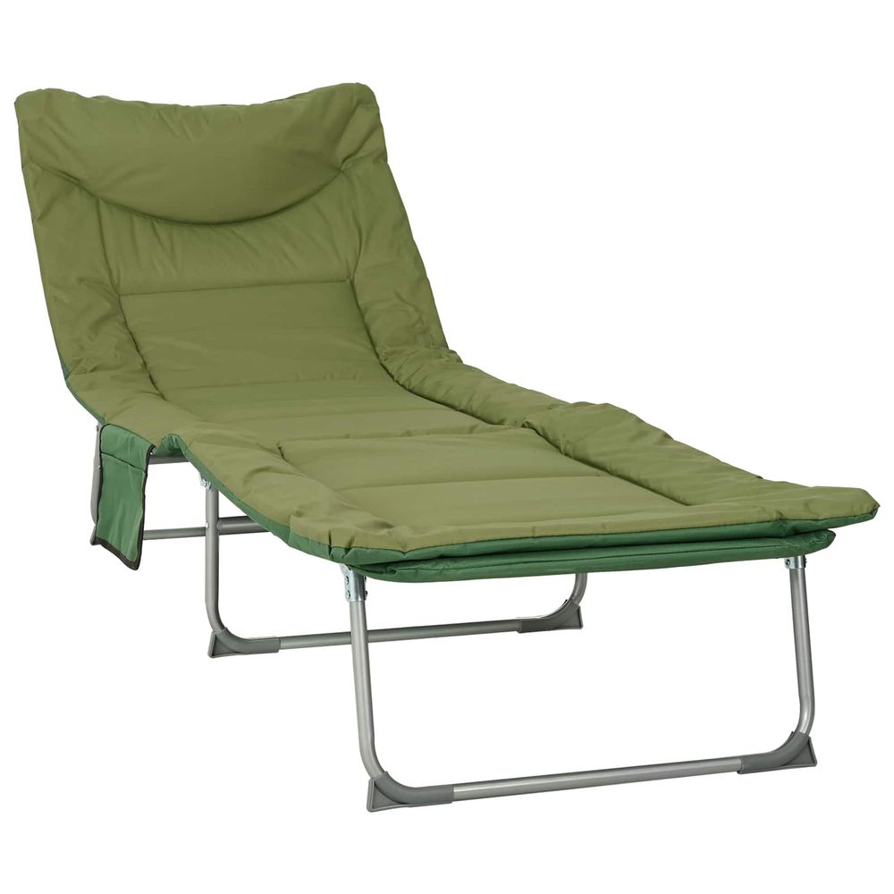Transat pliant avec coussin vert foncé
