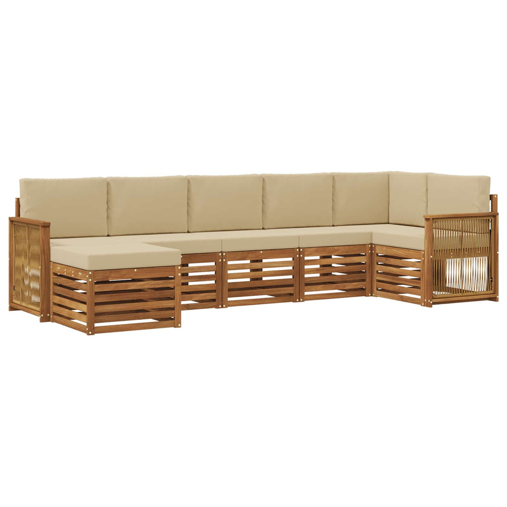 Ensemble de canapé d'angle avec coussin 6 pcs naturel