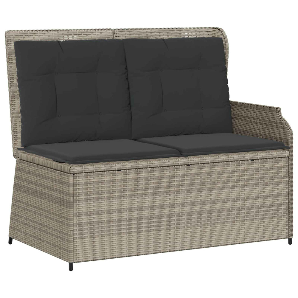 Banc de jardin avec coussin gris clair polyrotin