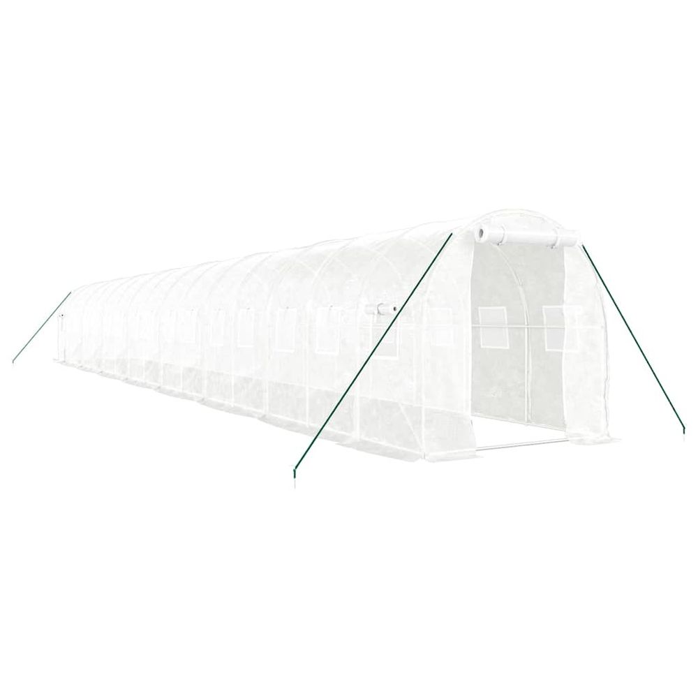 Serre avec cadre en acier blanc 32 m² 16x2x2 m