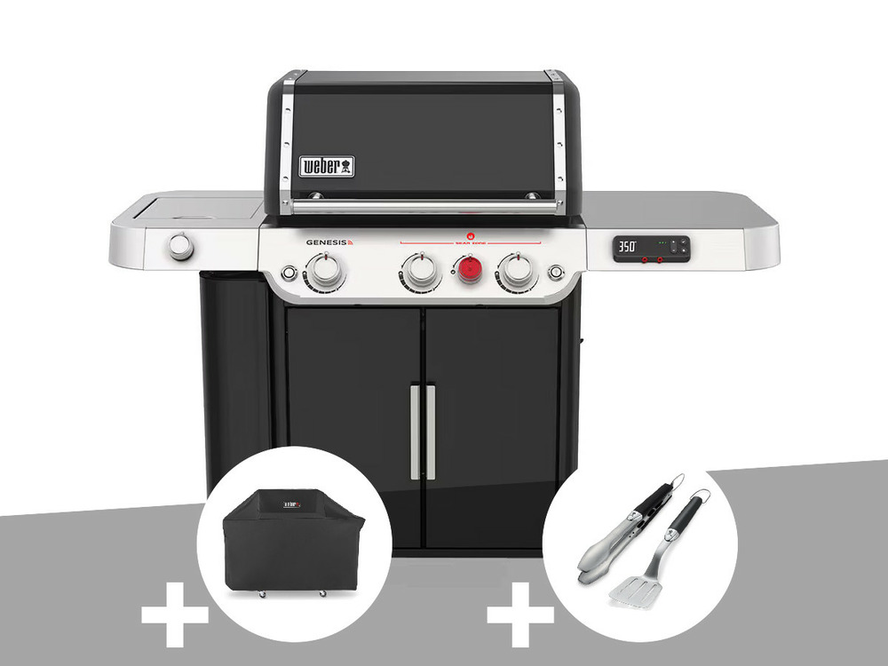 Barbecue gaz genesis epx-335 + housse + kit ustensiles premium 2 pièces