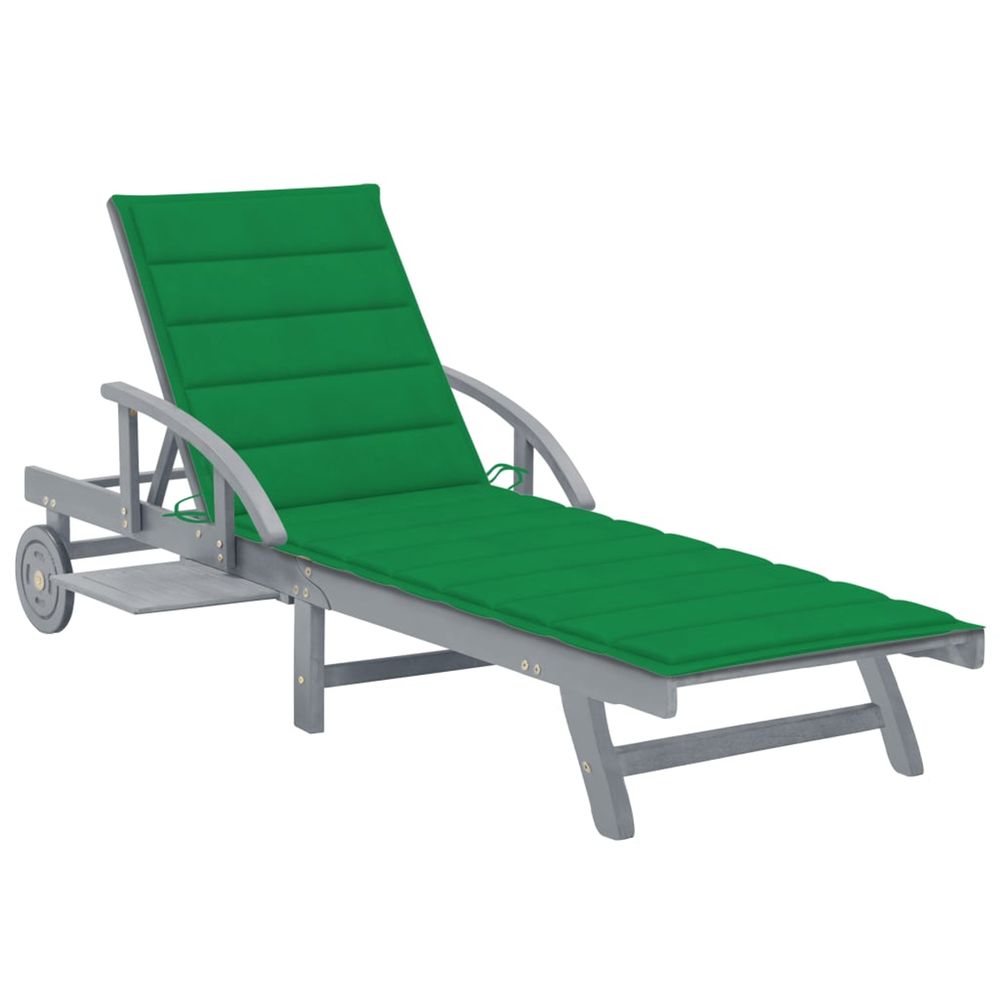 Chaise longue de jardin avec coussin bois d'acacia solide bain de soleil