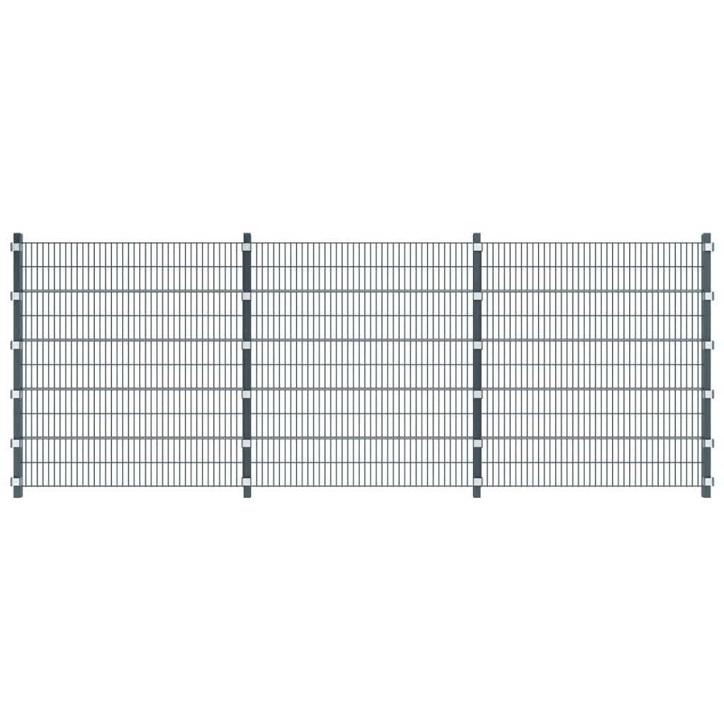Panneau de clôture avec poteaux 6 x 2 m gris anthracite
