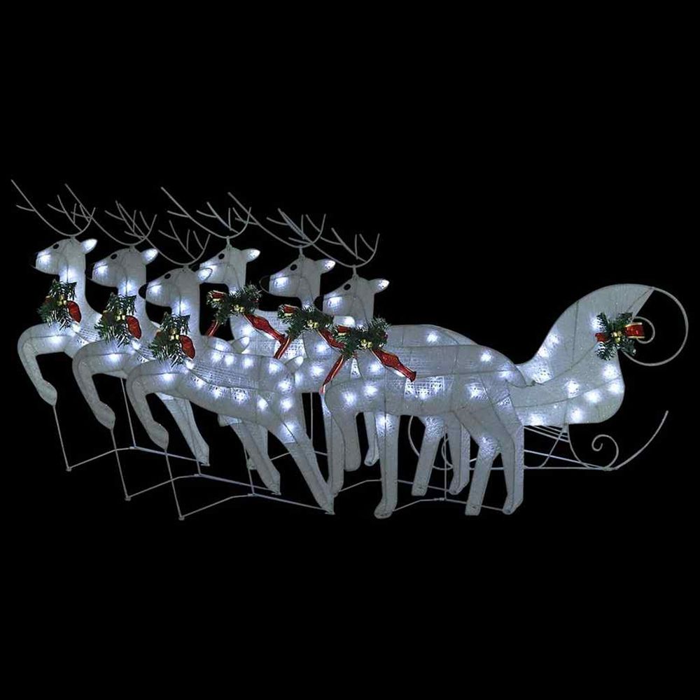 Décoration de noël renne et traîneau 140 led extérieur blanc