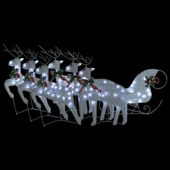 Décoration de noël renne et traîneau 140 led extérieur blanc