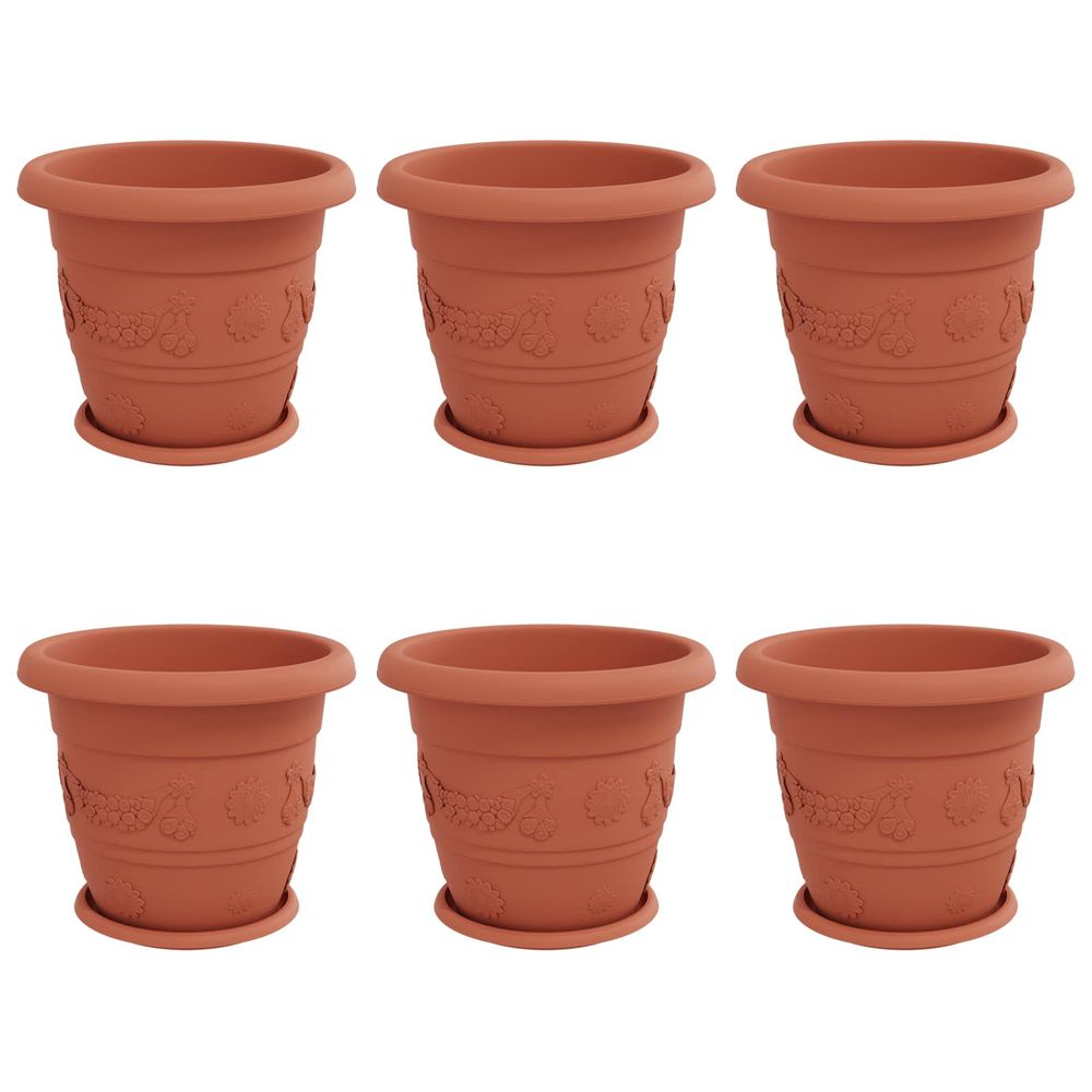Pots de plantes 6 pc rouge brique ø 34 x 28 cm plastique