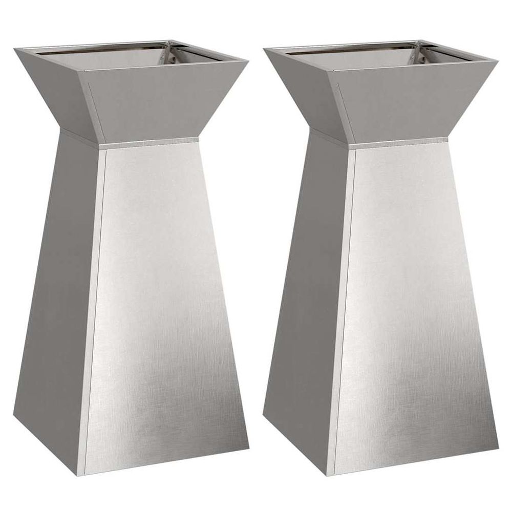 Jardinière à pilier 2 pc argenté 35 x 35 x 73 cm