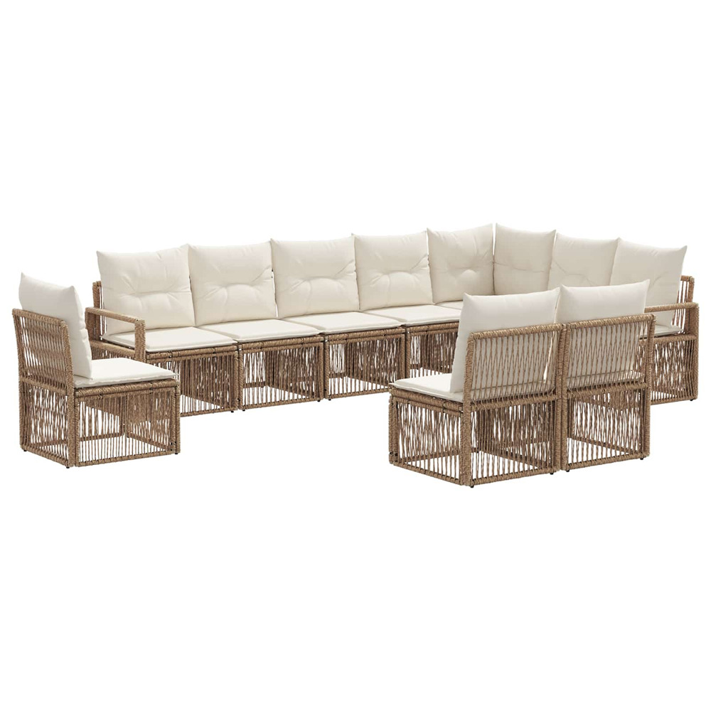 Ensemble de canapé de jardin 10 pcs beige polyrotin