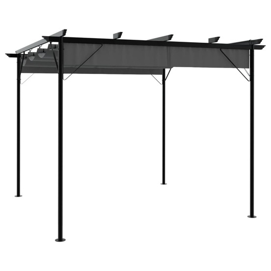 Pergola avec toit rétractable anthracite 3x3 m acier 180 g/m²