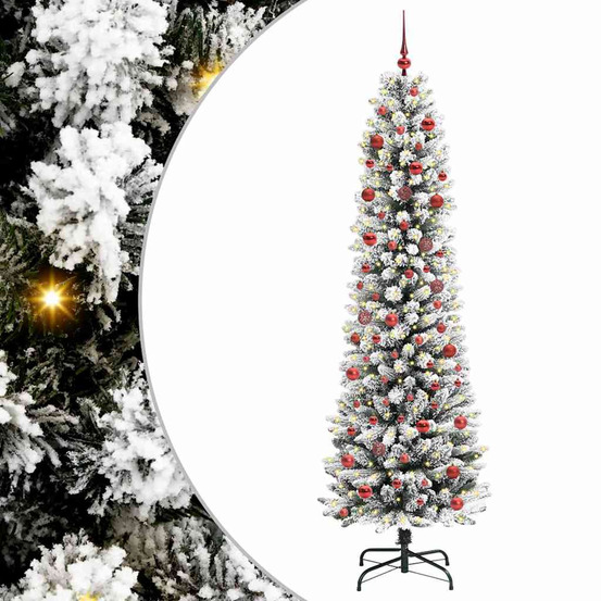 Sapin de noël artificiel blanc 210 cm pvc, métal et plastique