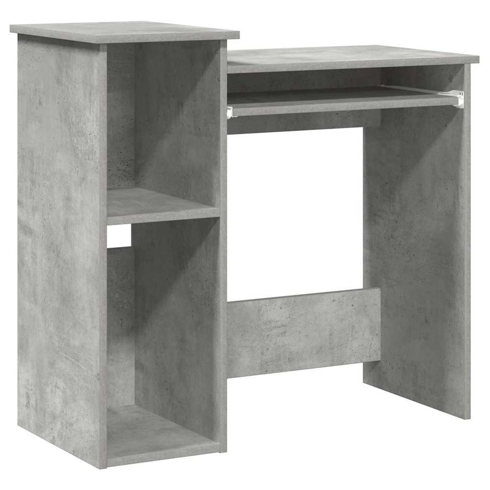 Bureau avec étagères gris béton 84x40x78 cm bois d'ingénierie