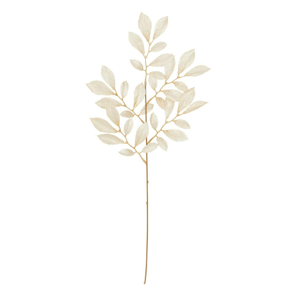 Branche feuille métal beige 75cm