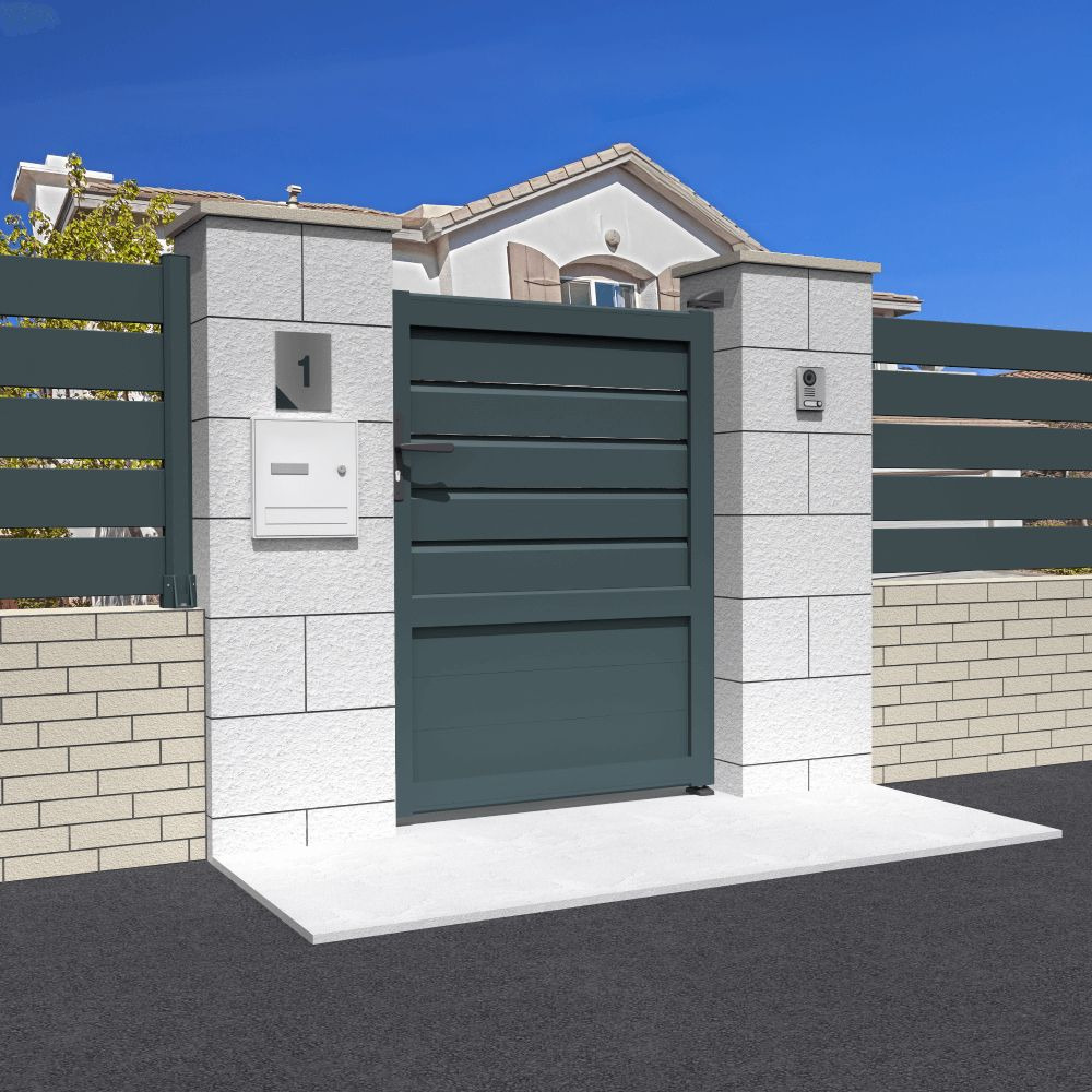 Portillon mixte l 1000 x h 1781 mm (gris anthracite stucturé ral7016st)