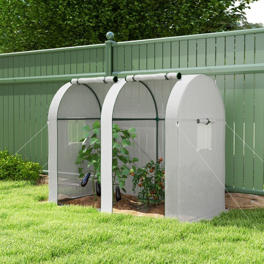 Serre à tomates 1,8m² acier 2 portes 4 fenêtres bâche pe 185x94x150cm blanc - comfortxl outdoor living