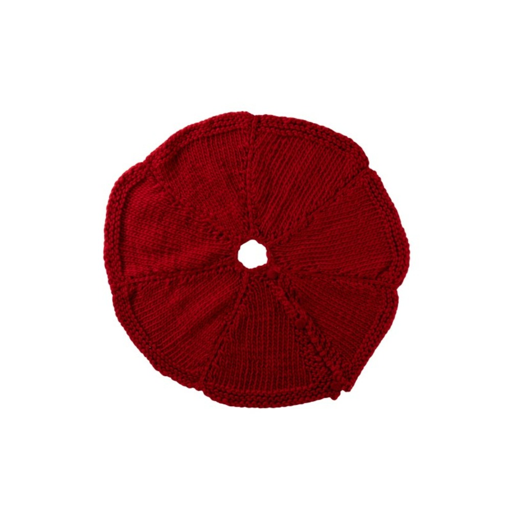 Jupe de sapin de noël tricoté en polyester rouge d.90 cm h2